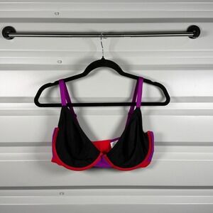 Parade Underwire Bralette Colorblock Black Purple Red Mesh Size L+ PR139T